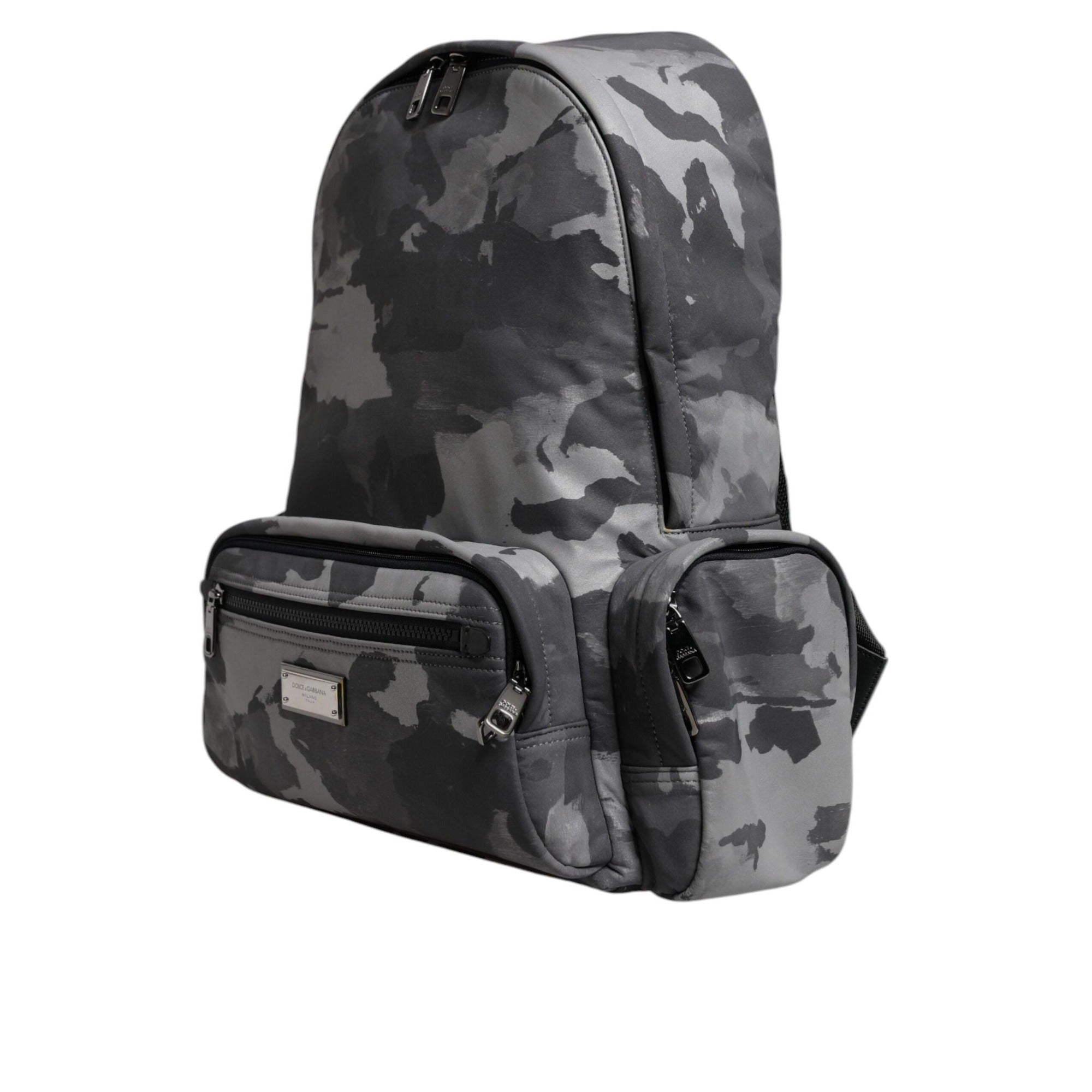 Sac à dos Dolce & Gabbana en coton gris avec plaque logo camouflage
