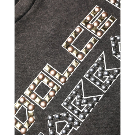 Dolce & Gabbana Grey Logo Embellished Crew Neck T-Shirt