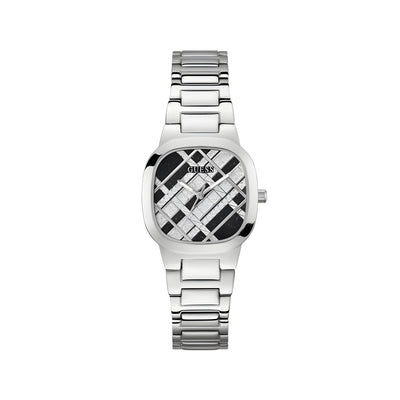 Montre Guess Femme en Acier Inoxydable Gris, Bracelet en Maille Milanaise