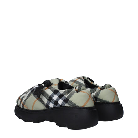 Burberry Green Fabric Slip-On Loafers