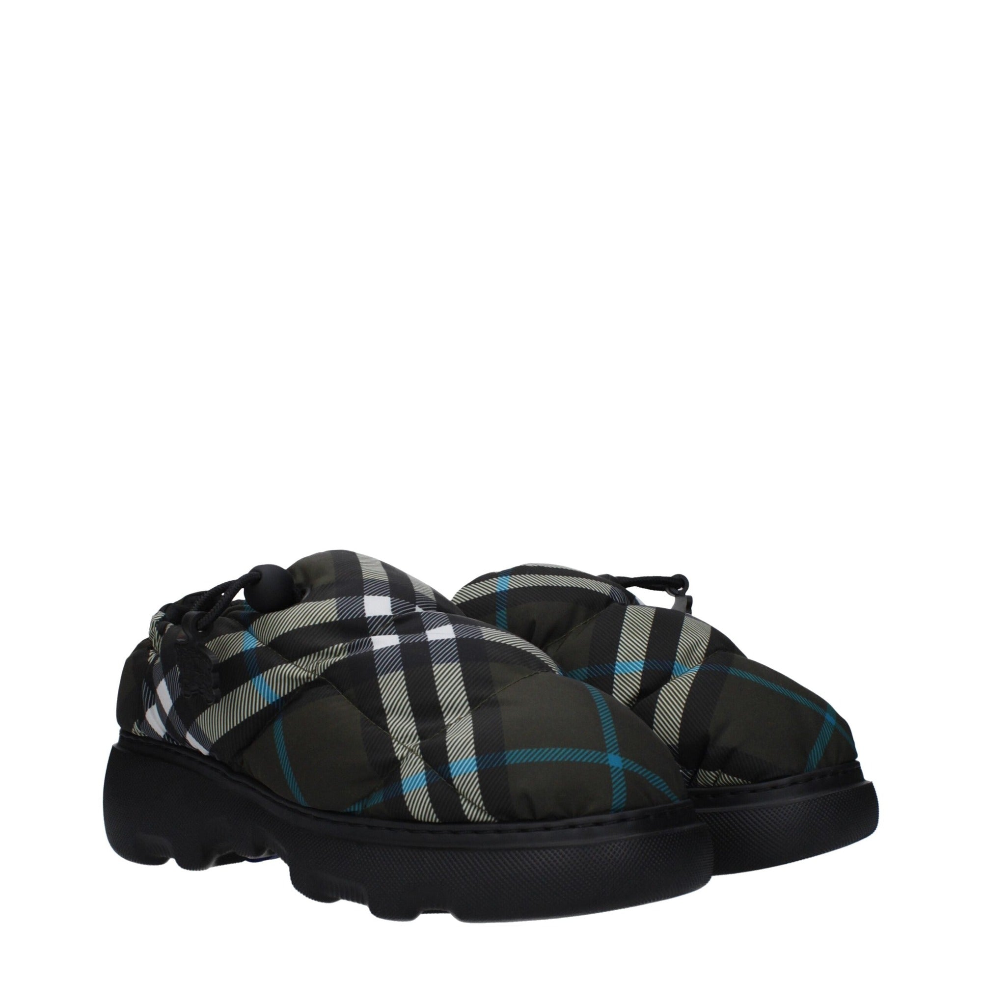 Burberry Green Fabric Slip-On Loafers