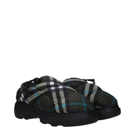 Burberry Green Fabric Slip-On Loafers