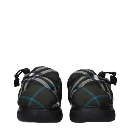 Burberry Green Fabric Slip-On Loafers