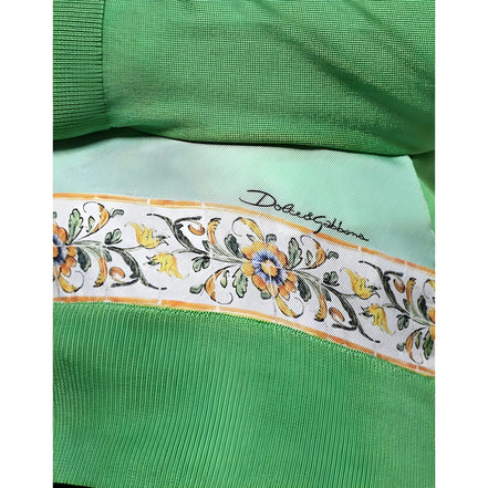 Pull Dolce & Gabbana en soie verte Granita Al Limone à manches longues