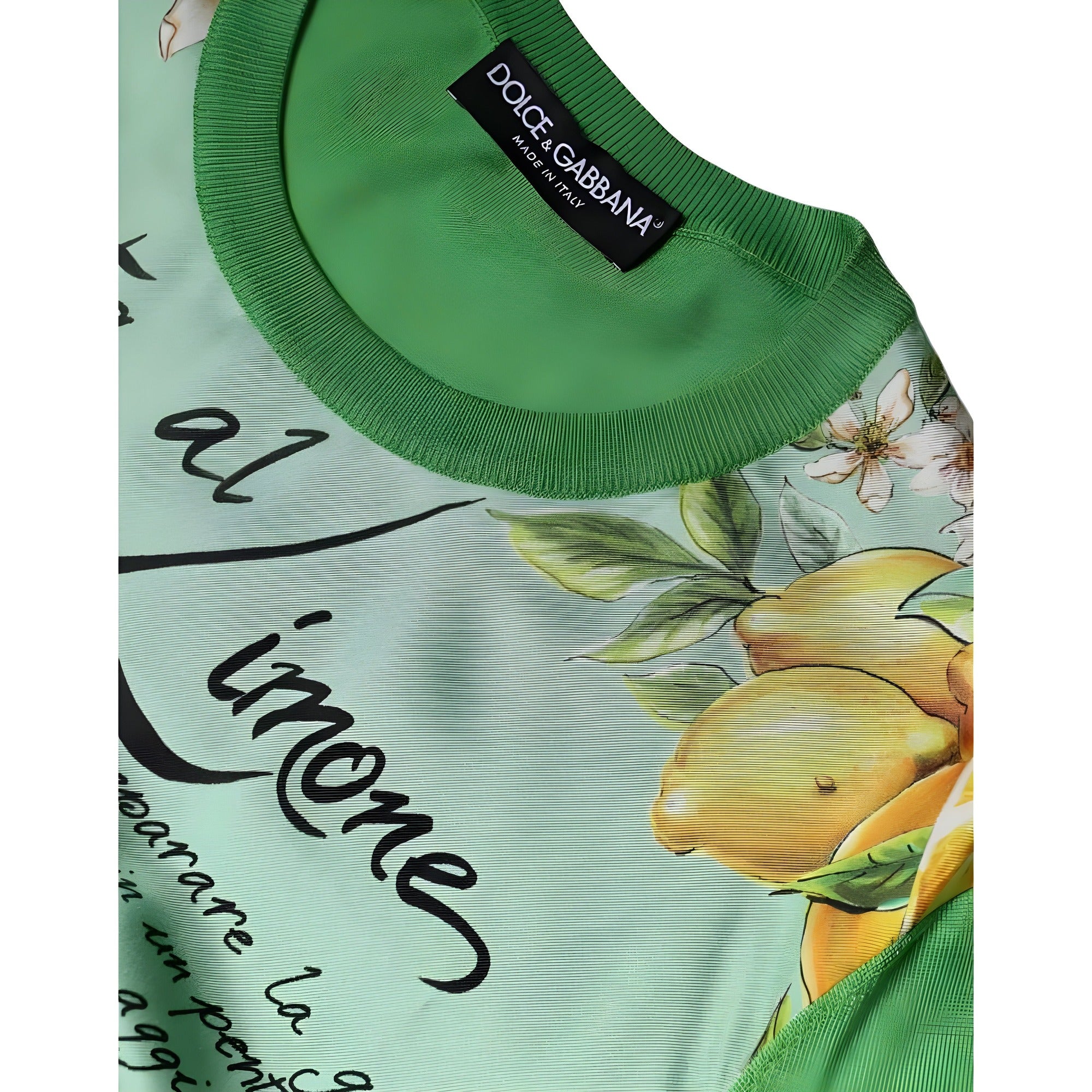 Pull Dolce & Gabbana en soie verte Granita Al Limone à manches longues