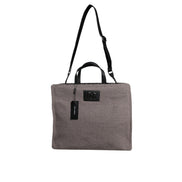 Dolce & Gabbana Grey Alpaca Wool Logo Tote Bag