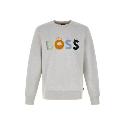Hugo Boss Grey Cotton Logo Details Sweatshirt