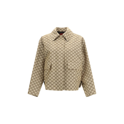 Gucci Beige GG Canvas Bomber Jacket