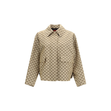 Gucci Beige GG Canvas Bomber Jacket