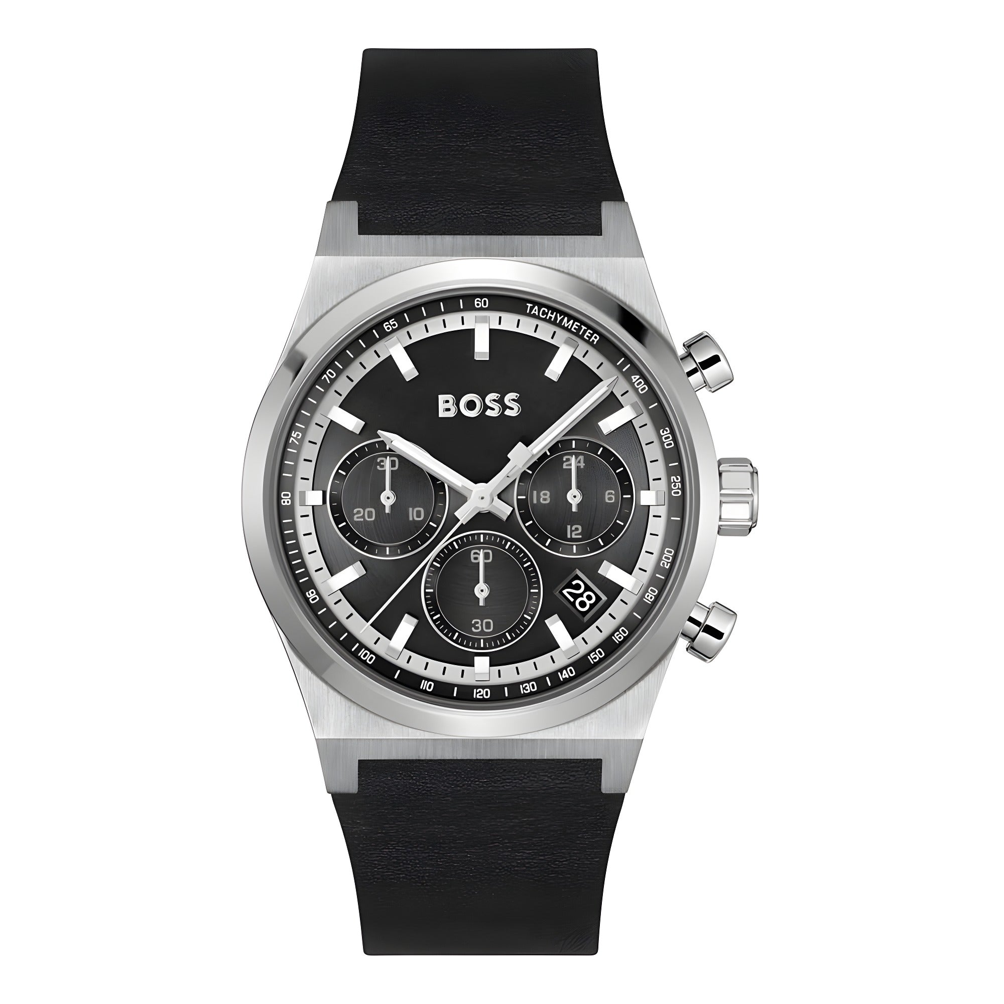 Hugo Boss Gray Leather Dress Watch
