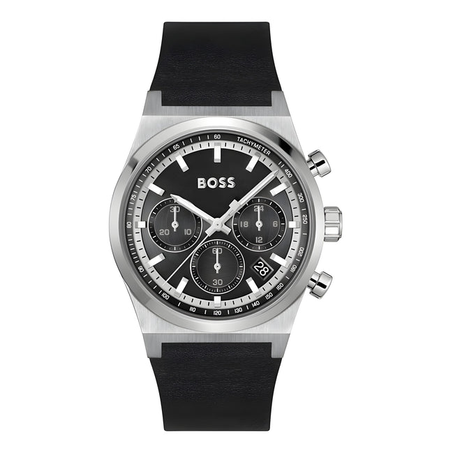 Hugo Boss Gray Leather Dress Watch