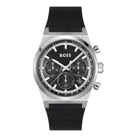 Hugo Boss Gray Leather Dress Watch