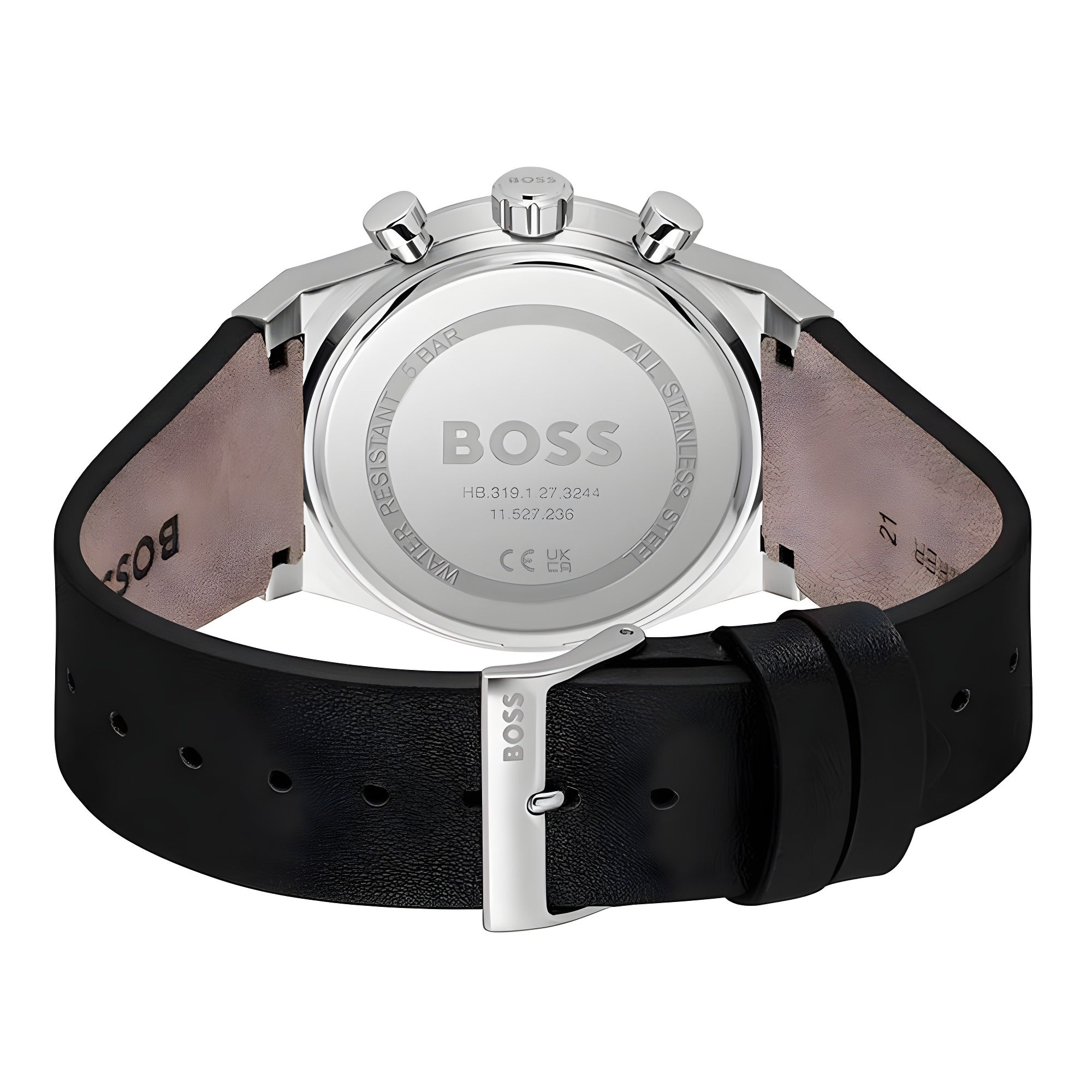 Hugo Boss Gray Leather Dress Watch