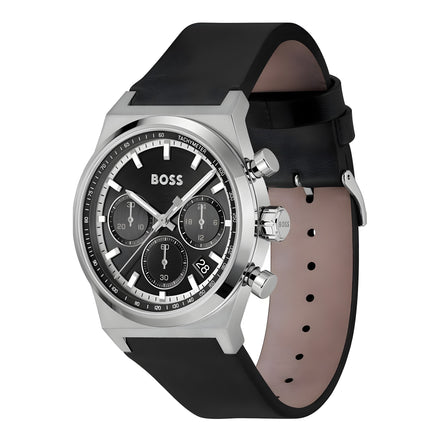 Hugo Boss Gray Leather Dress Watch