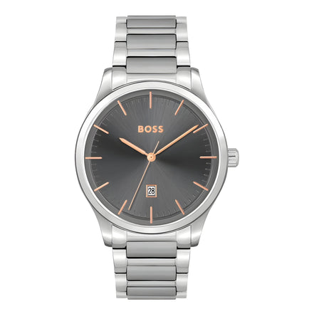 Hugo Boss Gray Stainless Steel Dress Watch