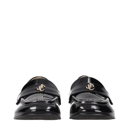 Jimmy Choo Black Leather Slip-On Loafers