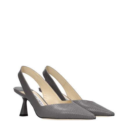 Jimmy Choo Gray Leather High Heel Sandals