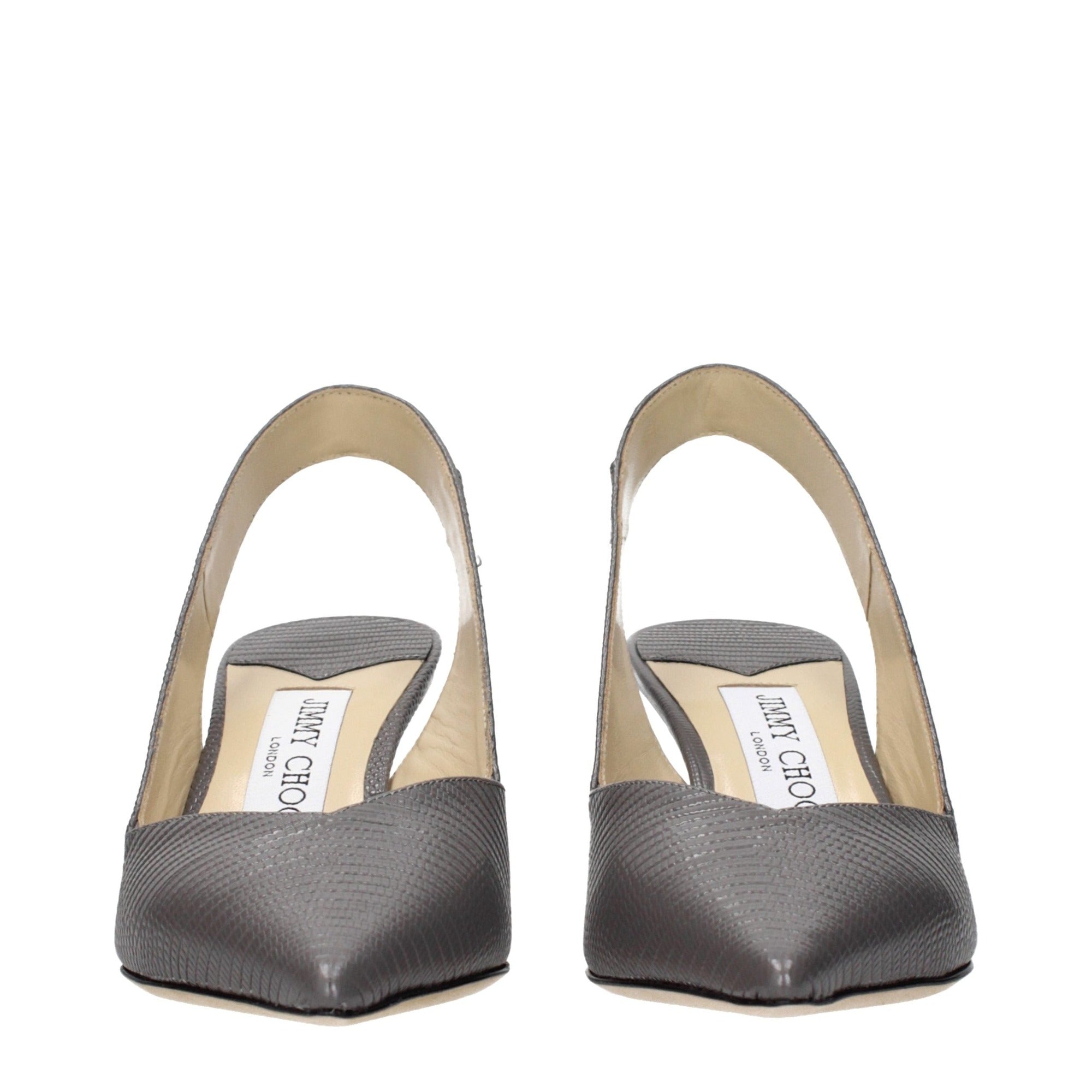 Jimmy Choo Gray Leather High Heel Sandals