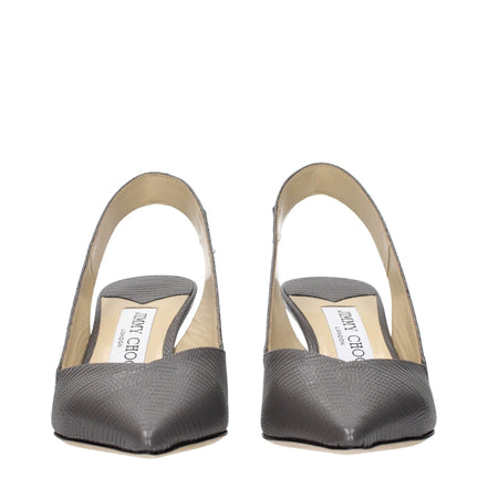 Jimmy Choo Gray Leather High Heel Sandals
