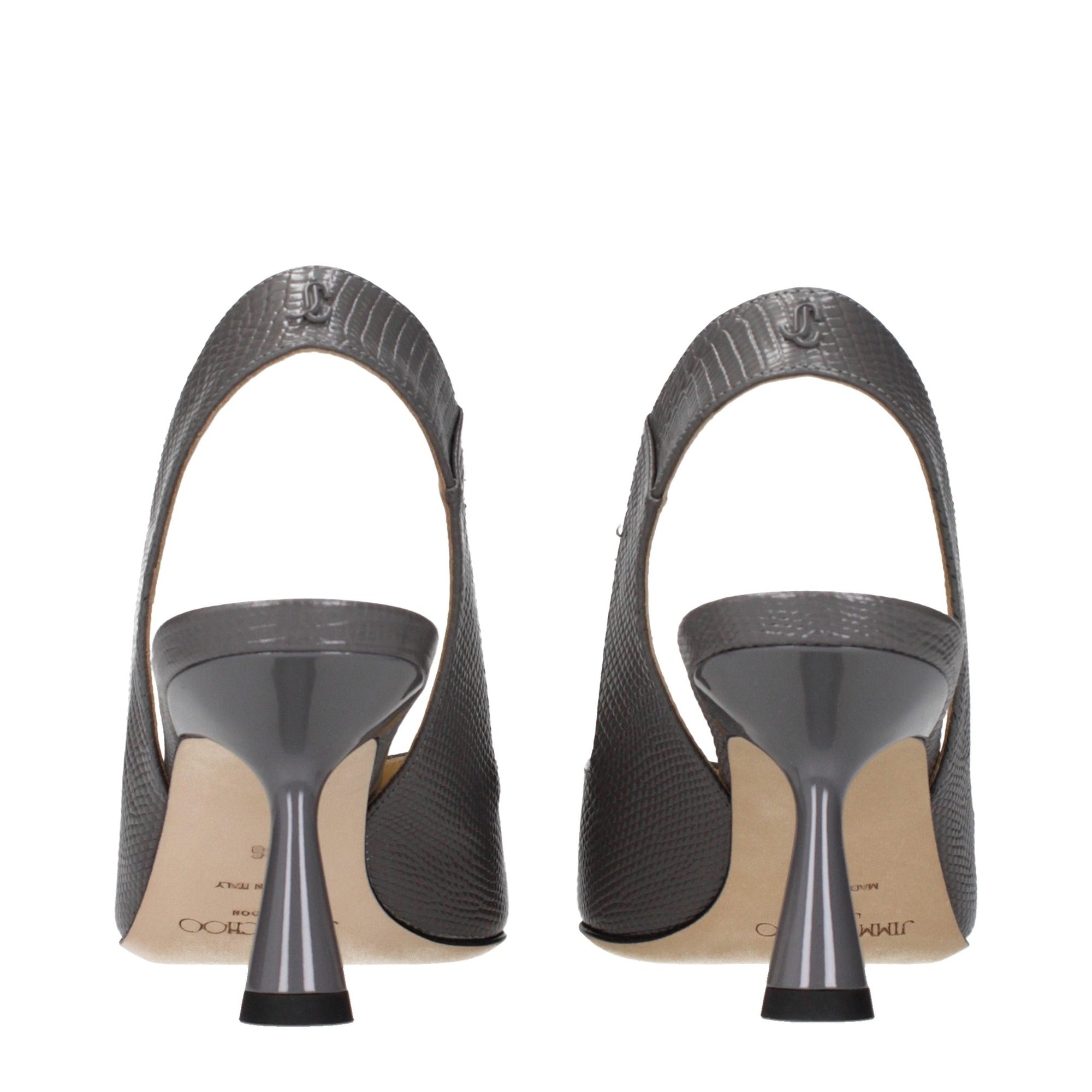 Jimmy Choo Gray Leather High Heel Sandals