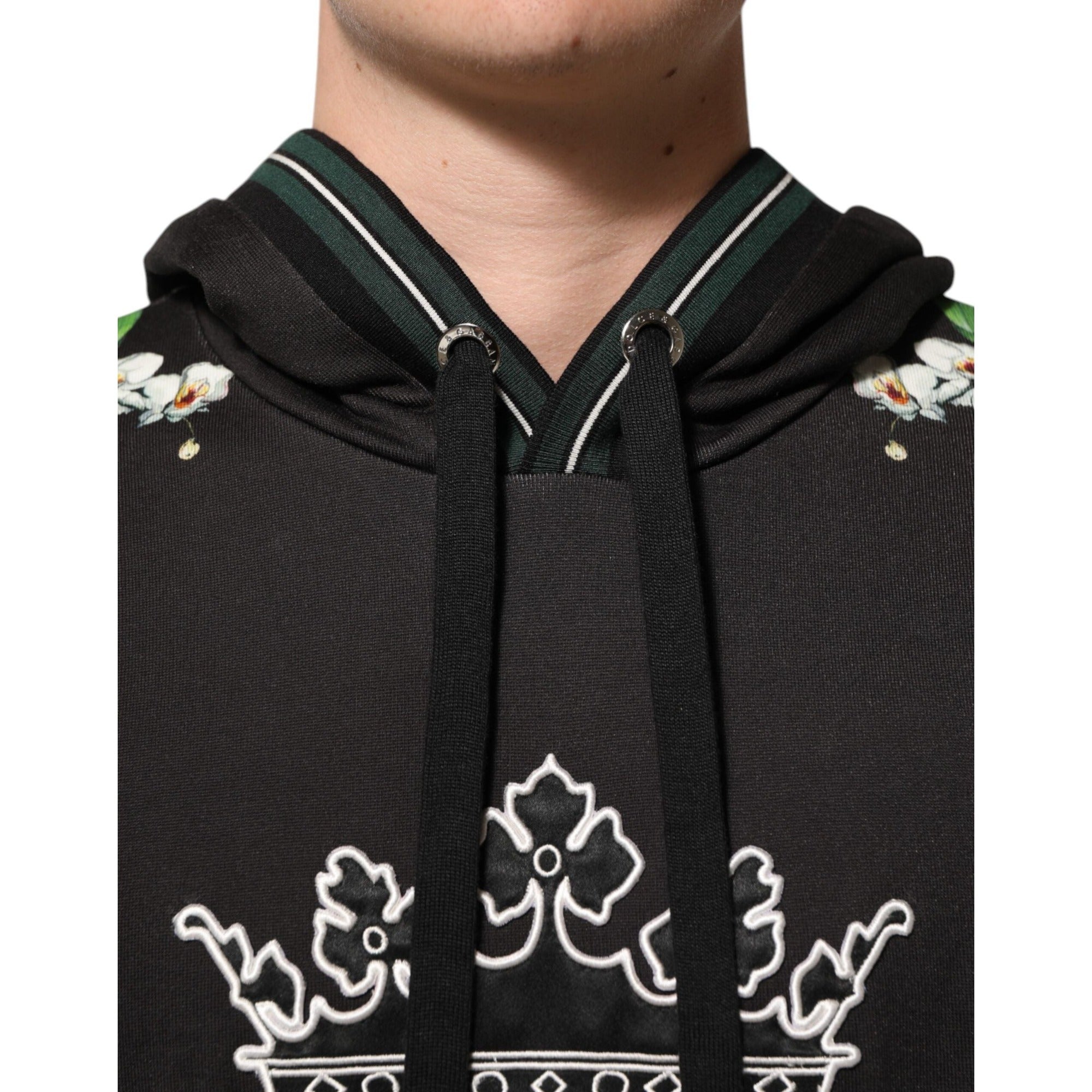 Dolce & Gabbana KING Black Orchid Floral Crown Logo Hoodie