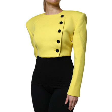 Veste courte en laine jaune citron Dolce & Gabbana à manches longues