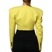 Veste courte en laine jaune citron Dolce & Gabbana à manches longues