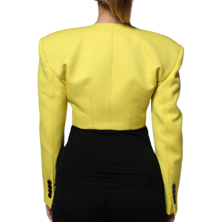 Veste courte en laine jaune citron Dolce & Gabbana à manches longues