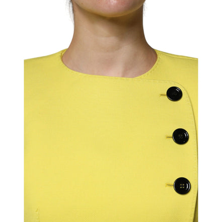 Veste courte en laine jaune citron Dolce & Gabbana à manches longues