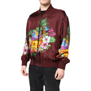 Blouson bomber Dolce & Gabbana bordeaux à imprimé floral et fermeture éclair intégrale