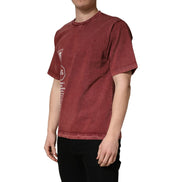 Dolce & Gabbana Maroon Print Round Neck Short Sleeve T-shirt