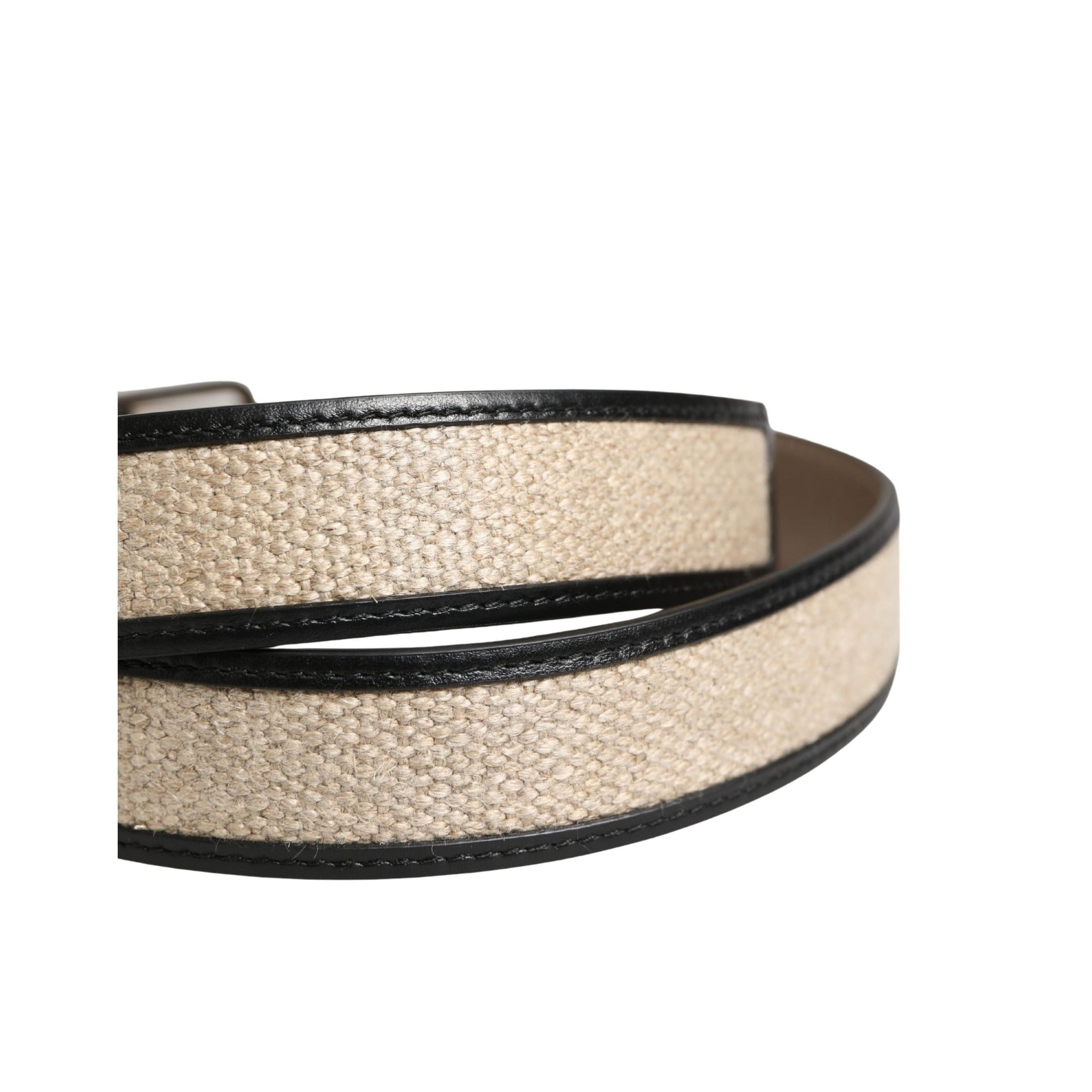 Dolce & Gabbana Beige Woven Leather Buckle Belt