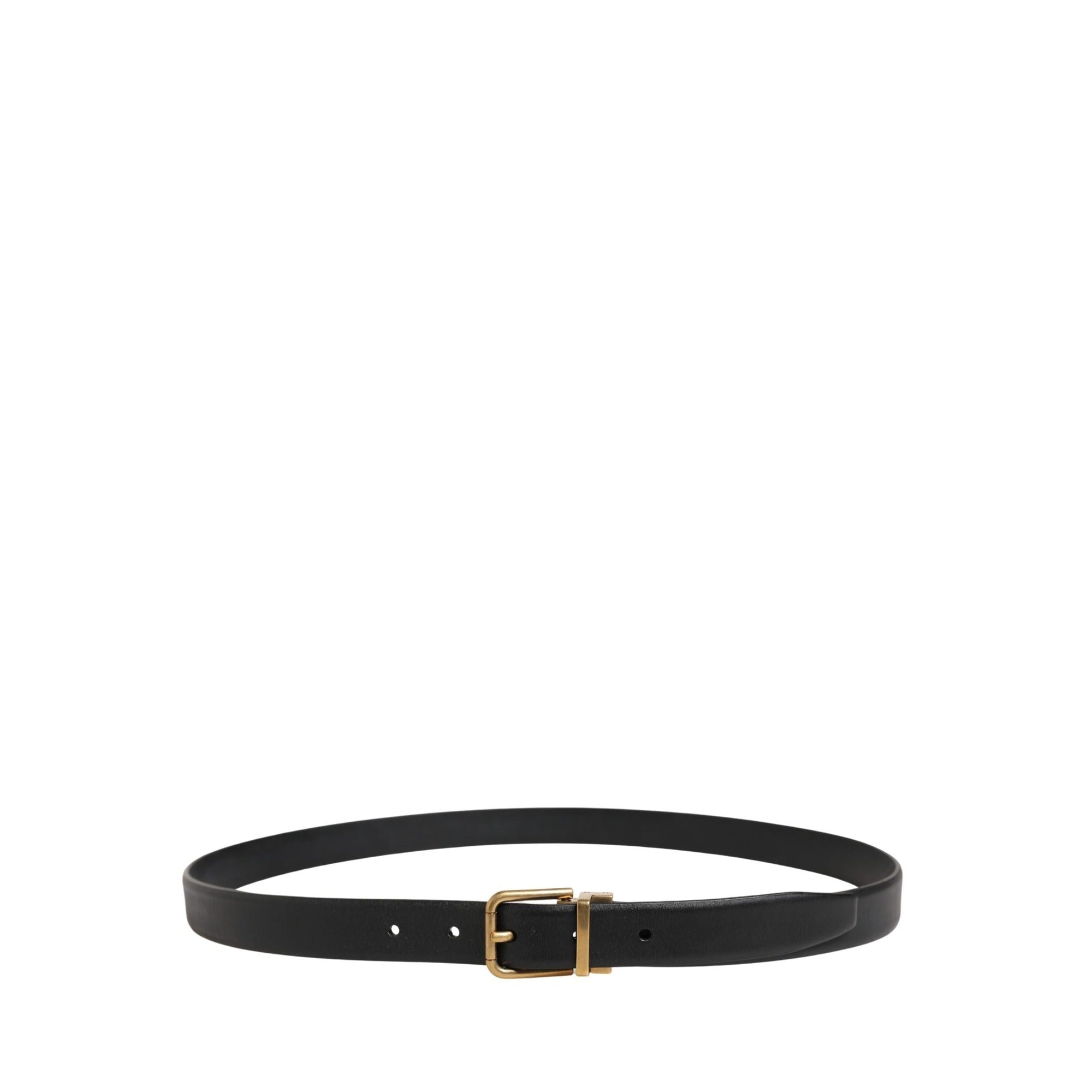 Dolce & Gabbana Black Classic Leather Buckle Belt