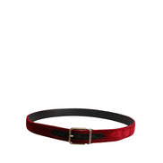 Dolce & Gabbana Burgundy Velvet Cotton Buckle Belt