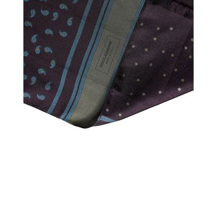 Dolce & Gabbana Écharpe homme motif marron en soie Foulard de cou 132cm x 33cm