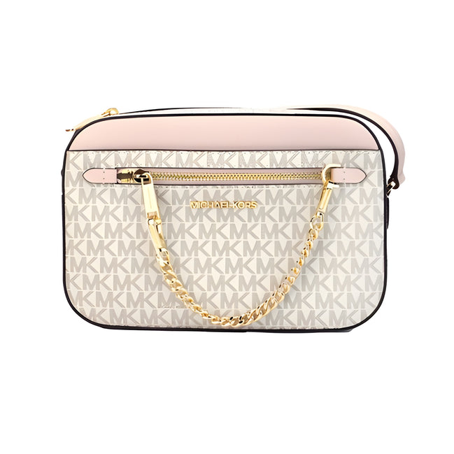 Michael Kors Saffiano Leather Chain Zip Crossbody Handbag