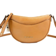 Sac à bandoulière demi-lune en cuir grainé Michael Kors Dover Small Luggage