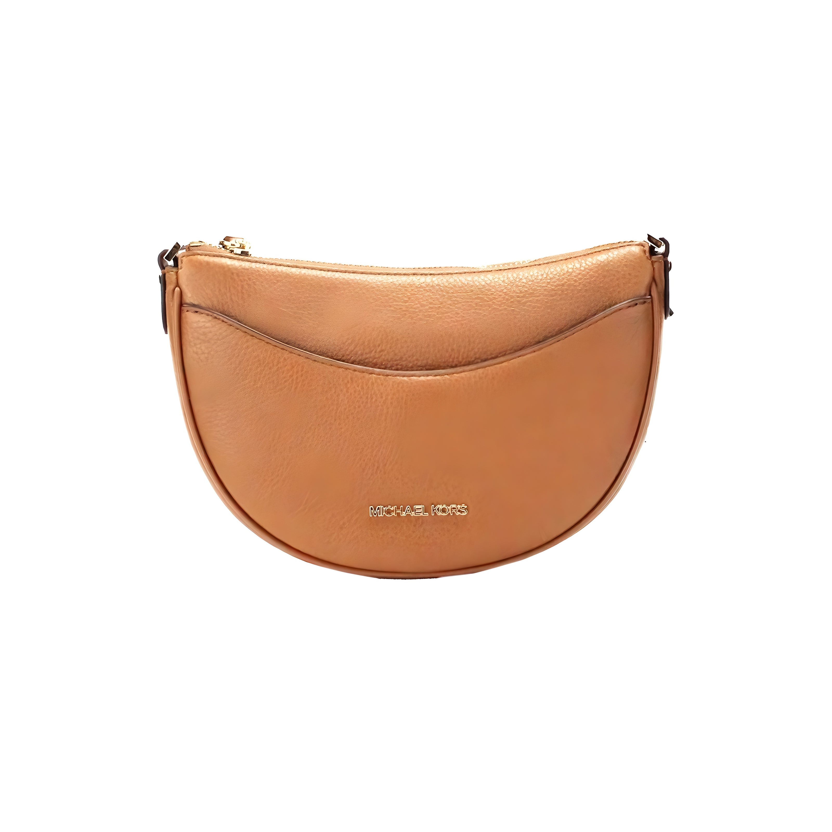 Sac à bandoulière demi-lune en cuir grainé Michael Kors Dover Small Luggage