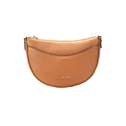 Sac à bandoulière demi-lune en cuir grainé Michael Kors Dover Small Luggage
