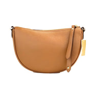Sac à bandoulière demi-lune en cuir grainé Michael Kors Dover Small Luggage