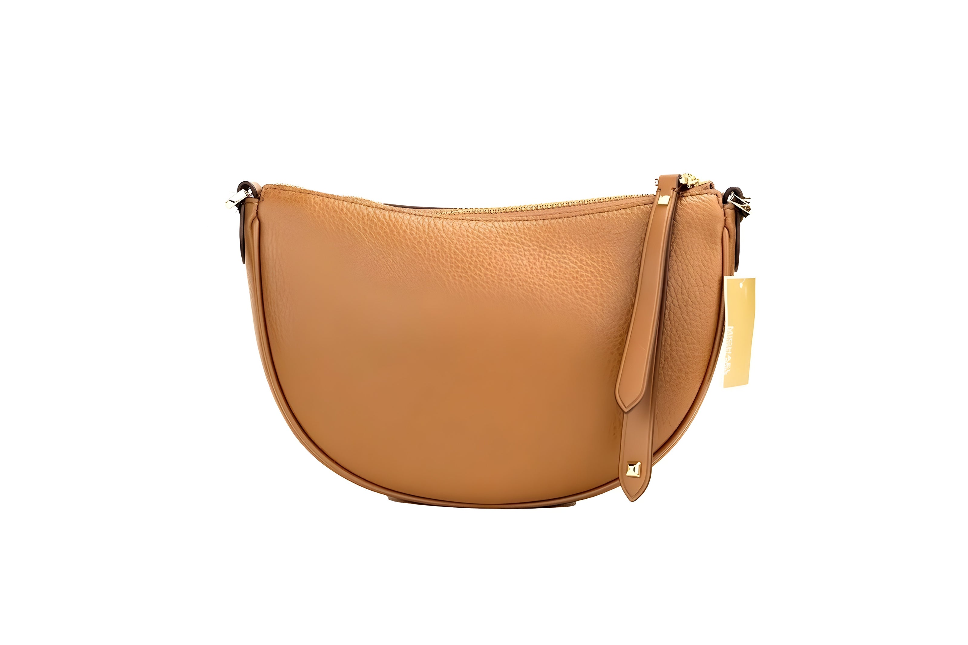 Sac à bandoulière demi-lune en cuir grainé Michael Kors Dover Small Luggage
