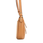 Sac à bandoulière demi-lune en cuir grainé Michael Kors Dover Small Luggage