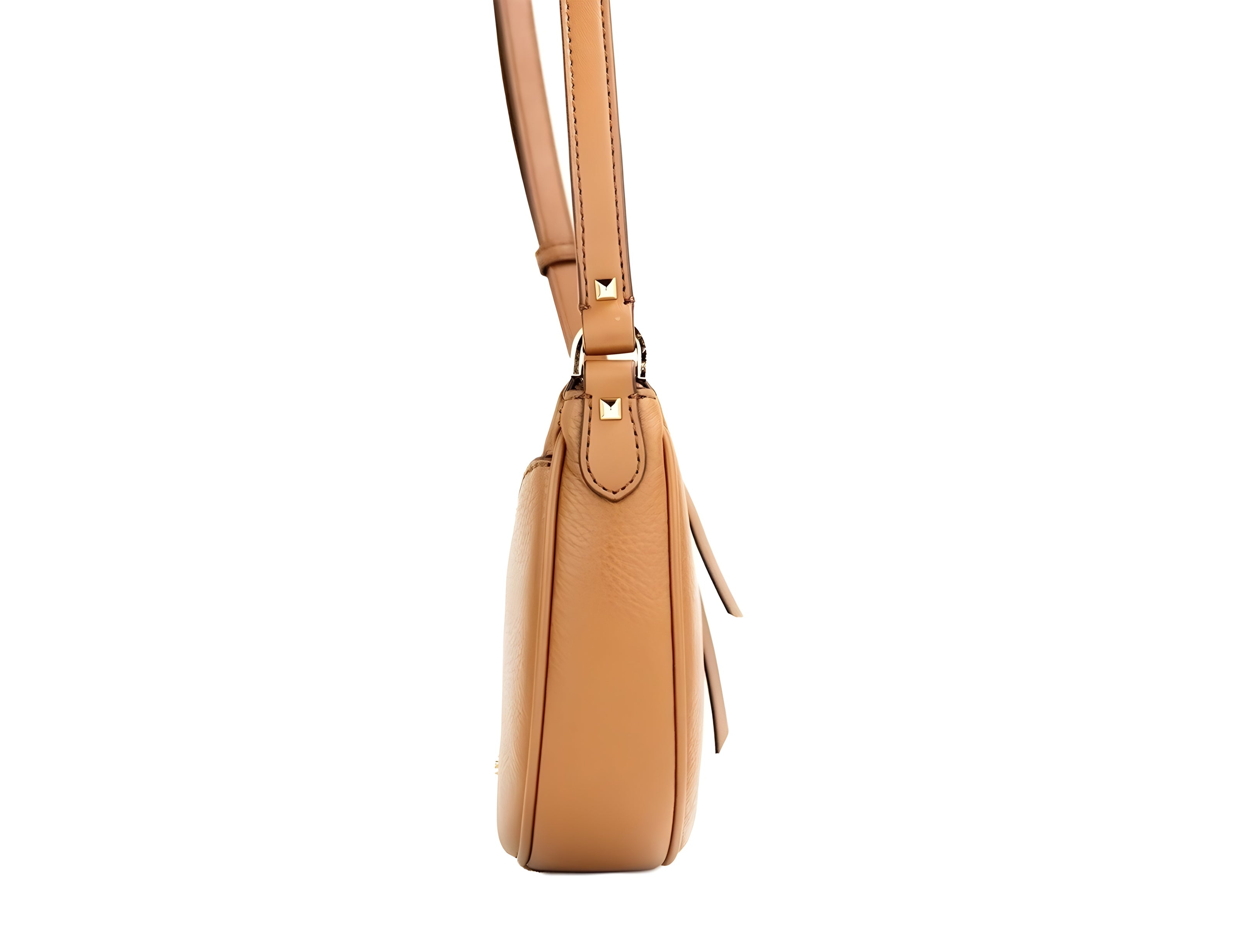Sac à bandoulière demi-lune en cuir grainé Michael Kors Dover Small Luggage