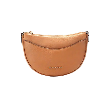 Michael Kors Dover Small Luggage Pebbled Leather Half Moon Crossbody Bag