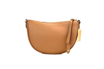 Michael Kors Dover Small Luggage Pebbled Leather Half Moon Crossbody Bag