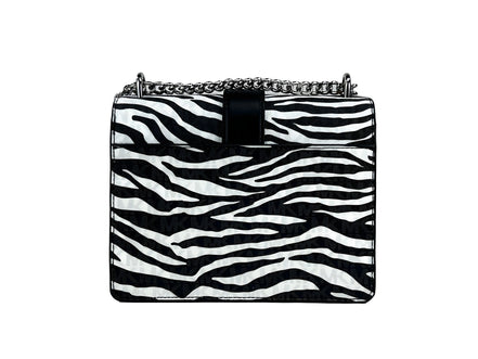 Michael Kors Greenwich Small Print Logo Crossbody Tote Chain Bag Black/White