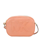 Sac bandoulière appareil photo ovale moyen Michael Kors Jet Set Travel en cuir Sherbert
