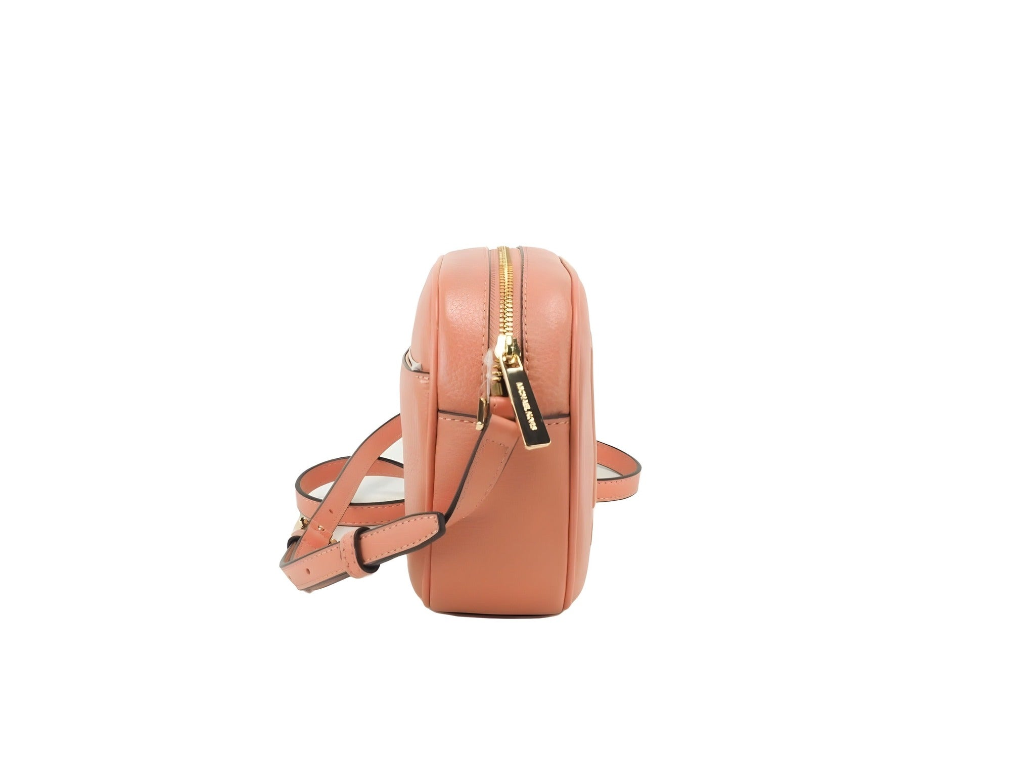 Sac bandoulière appareil photo ovale moyen Michael Kors Jet Set Travel en cuir Sherbert