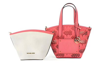Michael Kors Kimber Small Tea Rose Leather 2-In-1 Zip Tote