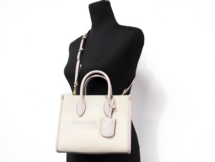 Michael Kors Mirella Small Powder Blush Canvas Shopper Crossbody Handbag Purse